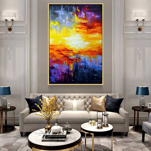 Knife Red Room Landscape Abstract Canvas Artwork LOEB4 wall art